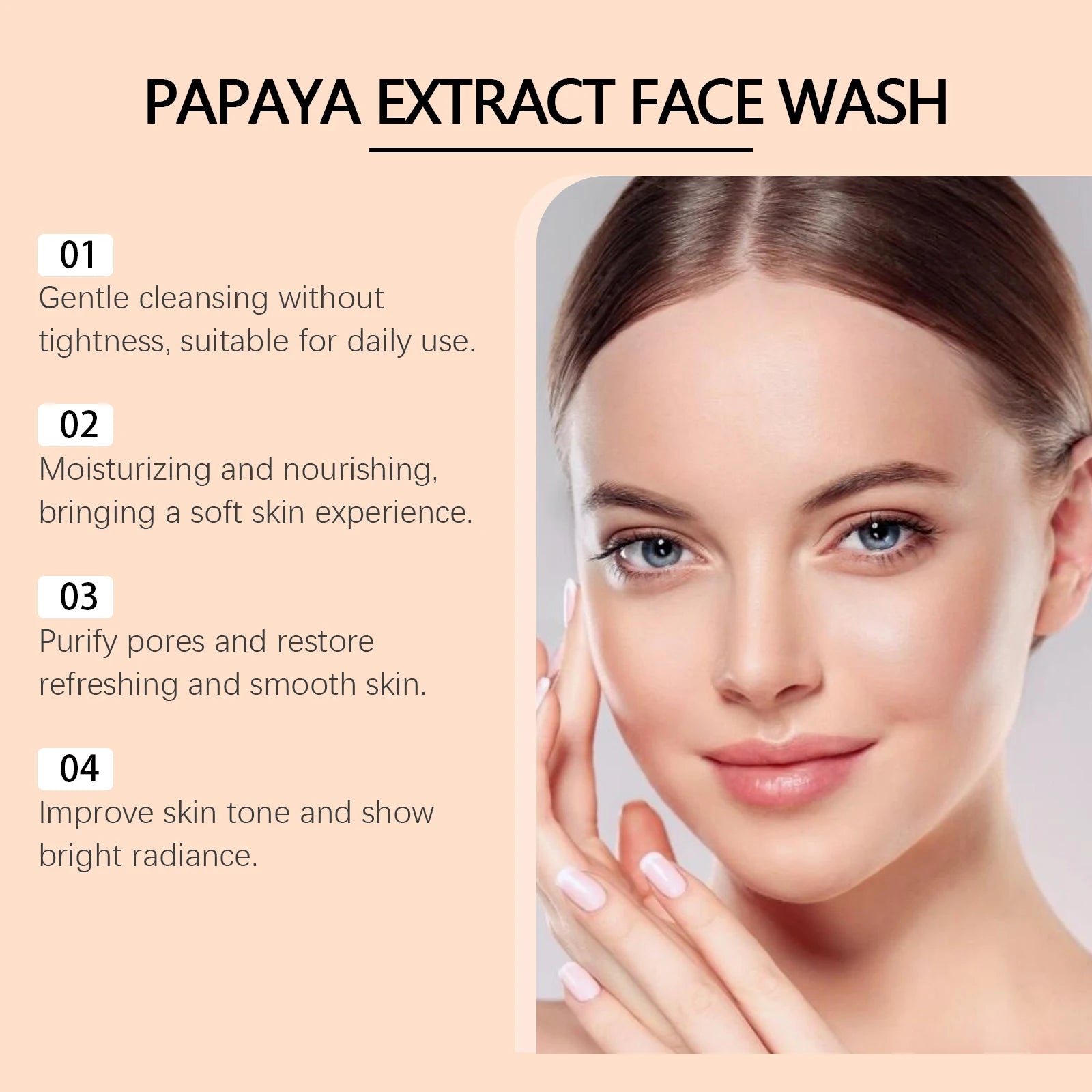 Hoygi Papaya Cleanser Gentle Exfoliating Hydrating Brightening Natural Enzyme Face Wash for Sensitive Skin All Types Zpaxo