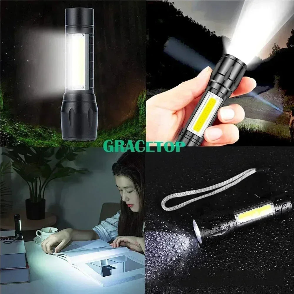 KDULIT Mini COB+LED Rechargeable Flashlight – 3 Modes, 800LM
