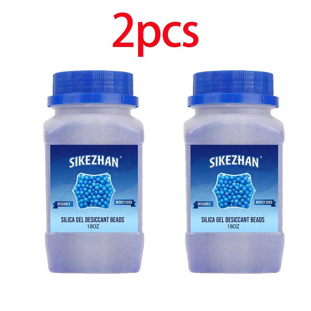 18OZ Blue/orange Waterproof Reusable Silica Gel Beads Bottles Moisture Absorber Electronic Product Desiccant Dehumidifie Zpaxo Blue 18OZ-2PCS