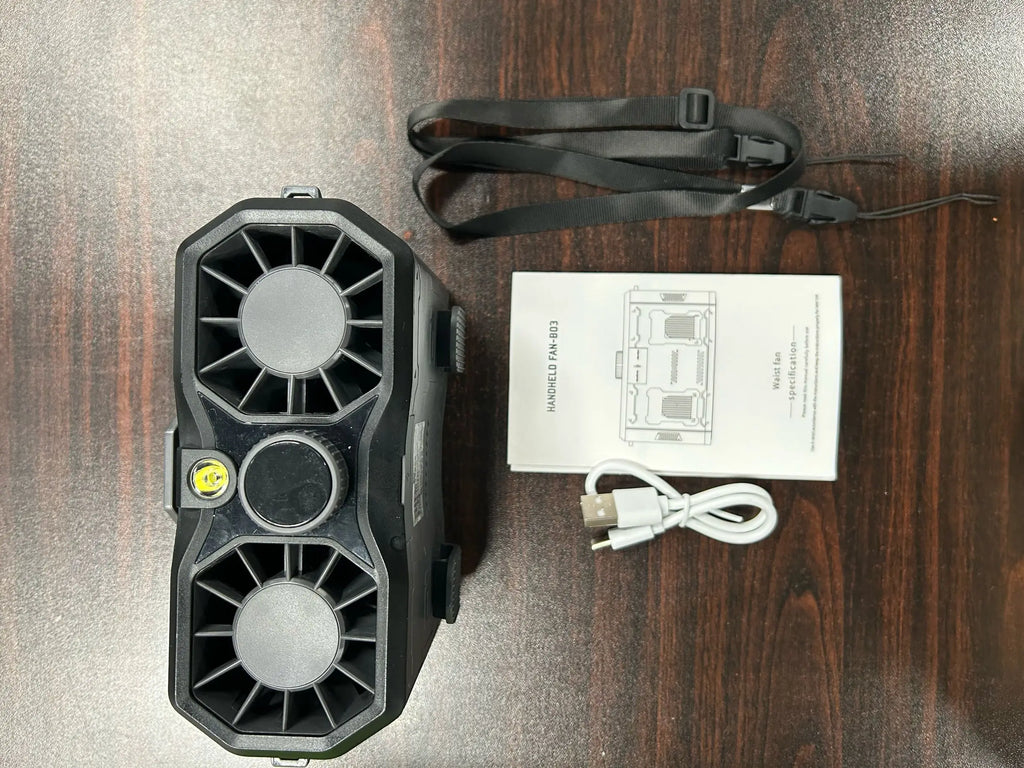 Dual Vent Waist Fan, Portable Neck Fan with Emergency Flashlight Clip on Fan, 15000RPM 199 Wind Speeds, Smart Digital Display Zpaxo black 220V-240V EU Plug