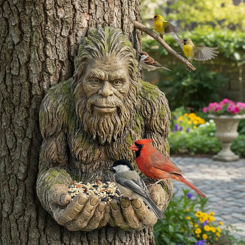 Bird Feeding Sculpture Hidden Hang Hole Ancient Tree Feeder