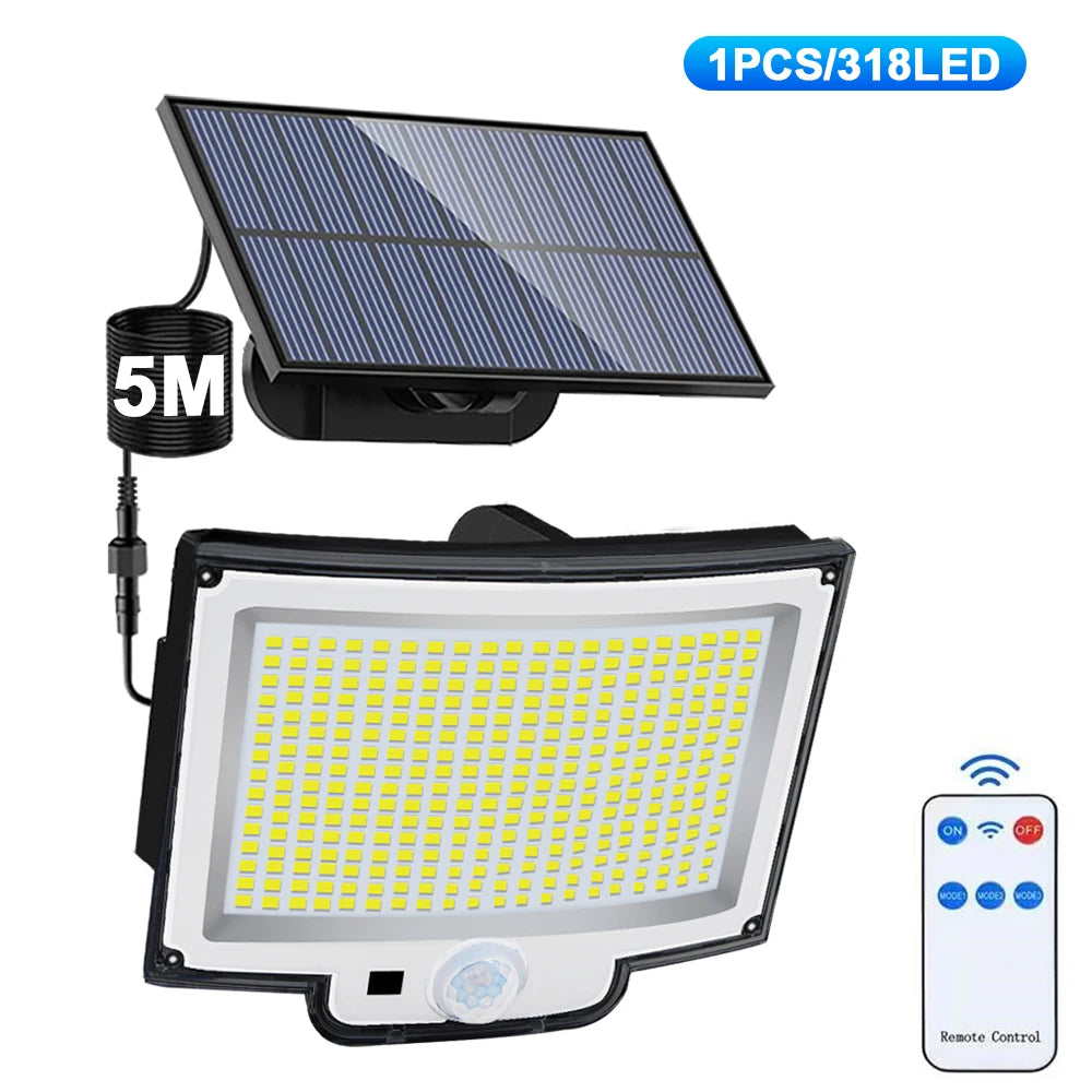 Outdoor Solar Lights 318/348LED Solar Security Lights IP65 Waterproof Motion Sensor Wall Light For Garden Fence Patio Zpaxo 318LED