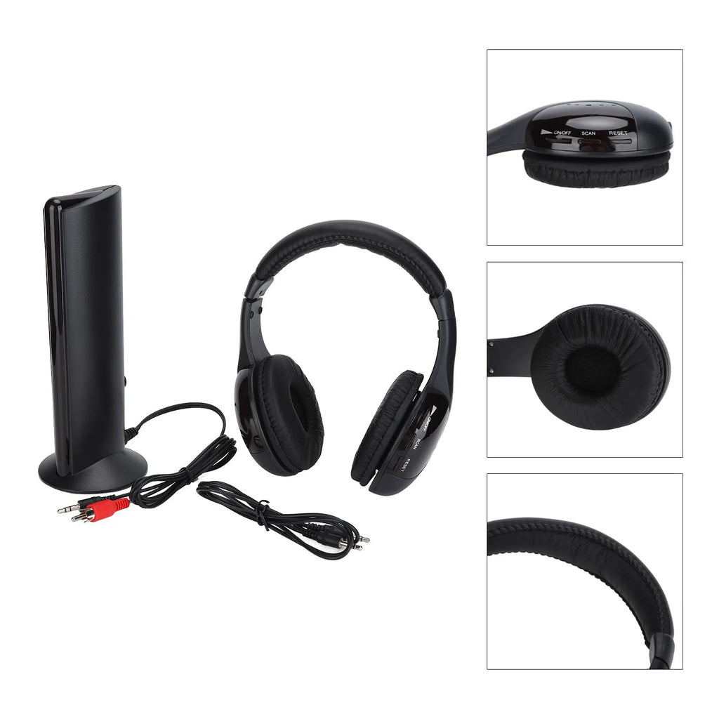 1 Wireless Headphones Hifi Deep Bass FM Radio Over Ear Monitoring TV