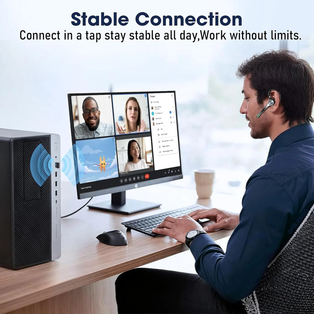 Wireless Headset Single-ear Bluetooth Noise-canceling Mic USB Dongle