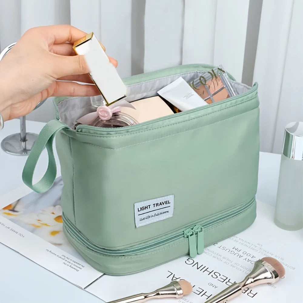 Double Layer Makeup Bag Large Capacity Cosmetic Toiletry Organizer