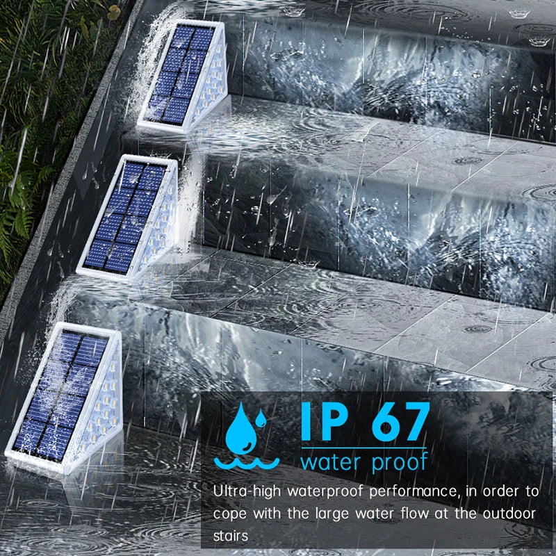LED Solar Step Light Waterproof Outdoor Stair Light Warm/RGB Solar Deck Light IP67 Solar Decorative Light for Patio Garden Door Zpaxo
