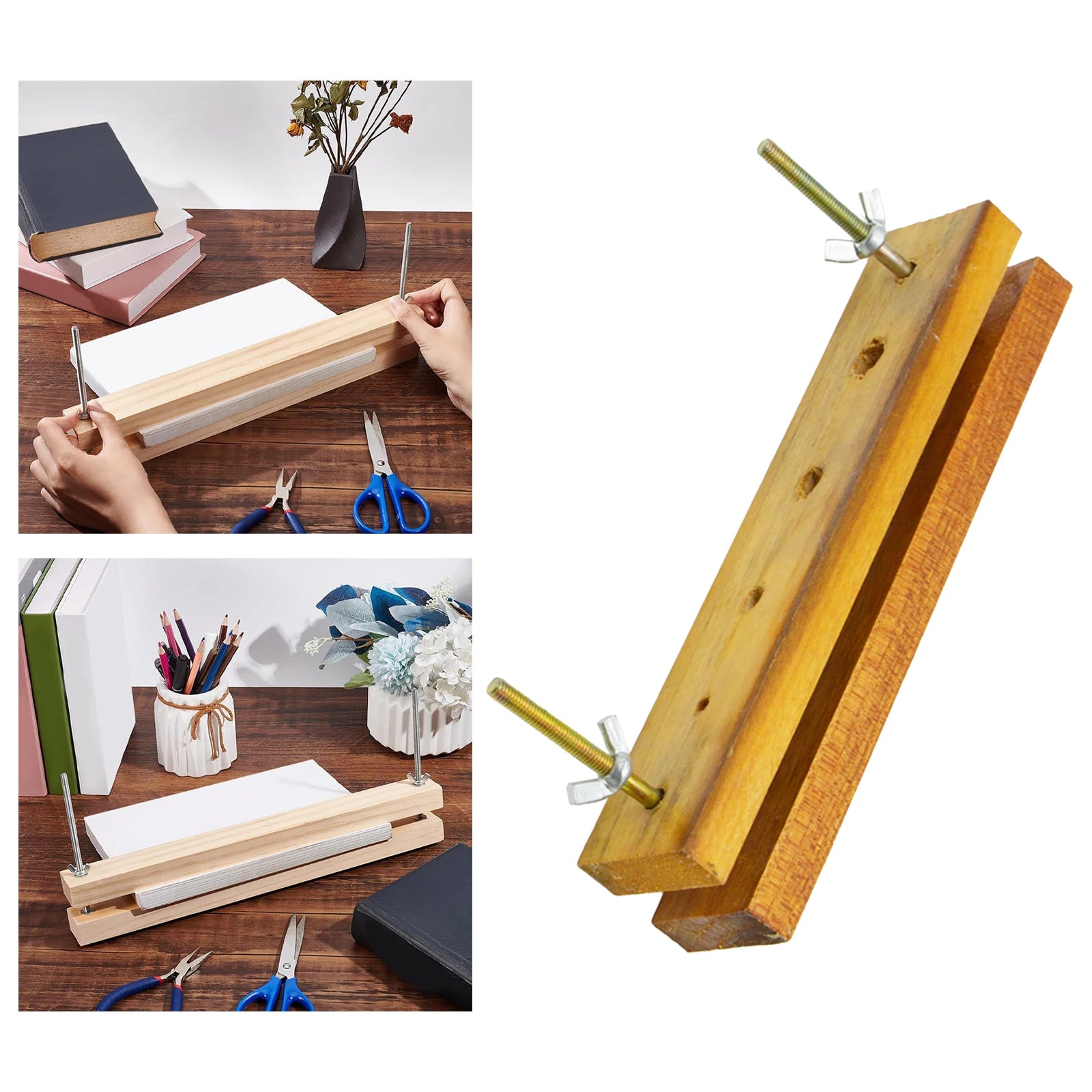 Wooden Binding Press machine Durable Wooden Bookbinding Press for Home Tags DIY Bookbinding Manual Binding Paper Punch Machine Zpaxo