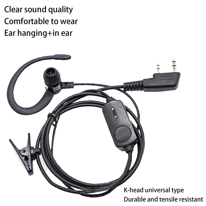 Rotatable Earhook Headphone BF760 BF996 Walkie Talkie Headset Mic