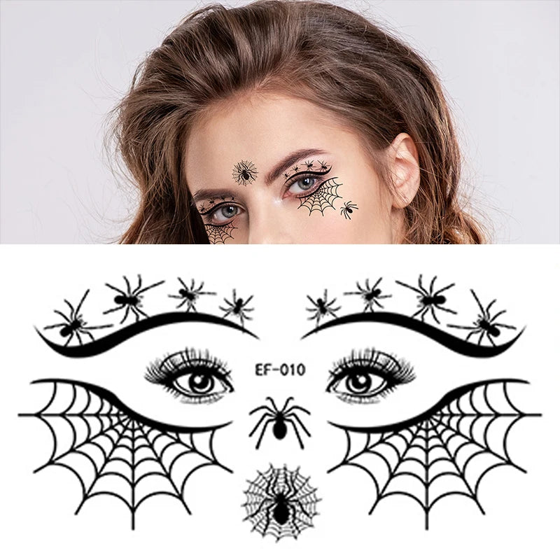 10 Sheets Spider Web Temporary Tattoos for Men Women Realistic Face Tattoo Stickers for Halloween Party False Tattoo Waterproof Zpaxo