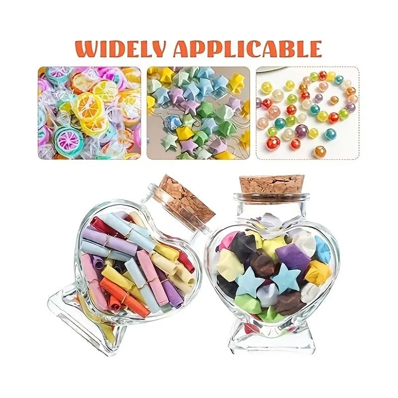 1PC Heart Shaped Glass Bottle Clear Glass Jar with Cork Mini Drifting Bottle for DIY Wishing Drifting Message Bottle Crafts Zpaxo
