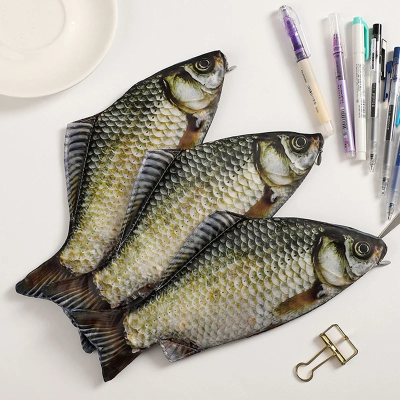 Creative Funny Fish Shaped Pen Bag Pens Crucian Carp Pencil Case Funny Student Stationery Supplies Storage Pens Organizer Zpaxo