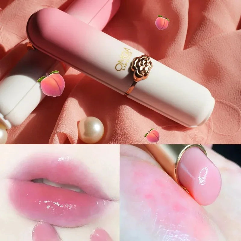 Peach Lip Balm Crystal Temperature Change Jelly Lipstick Moisturizing