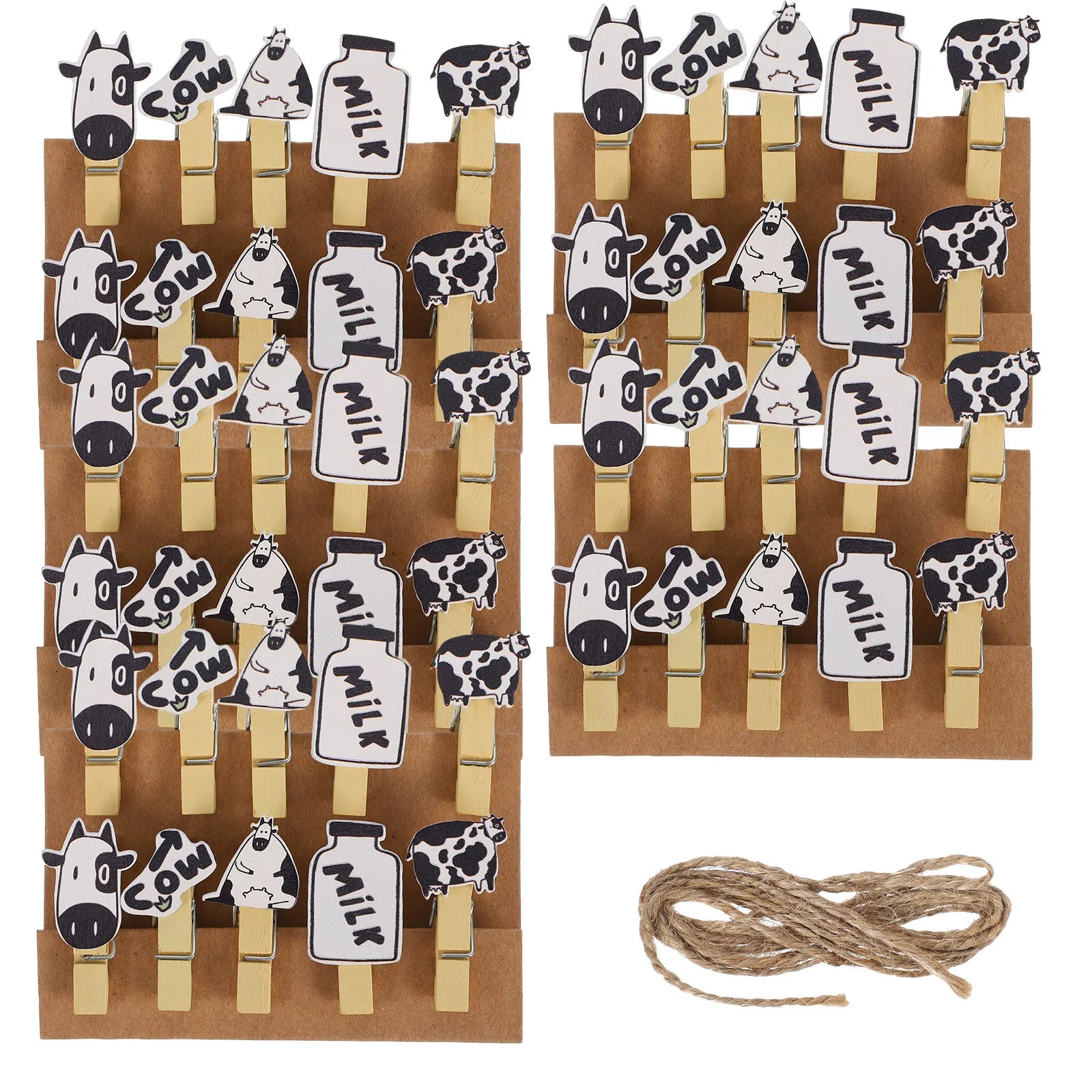 5Packs Cow Shaped Wooden Picture Clips Eye Catching Bright Portable