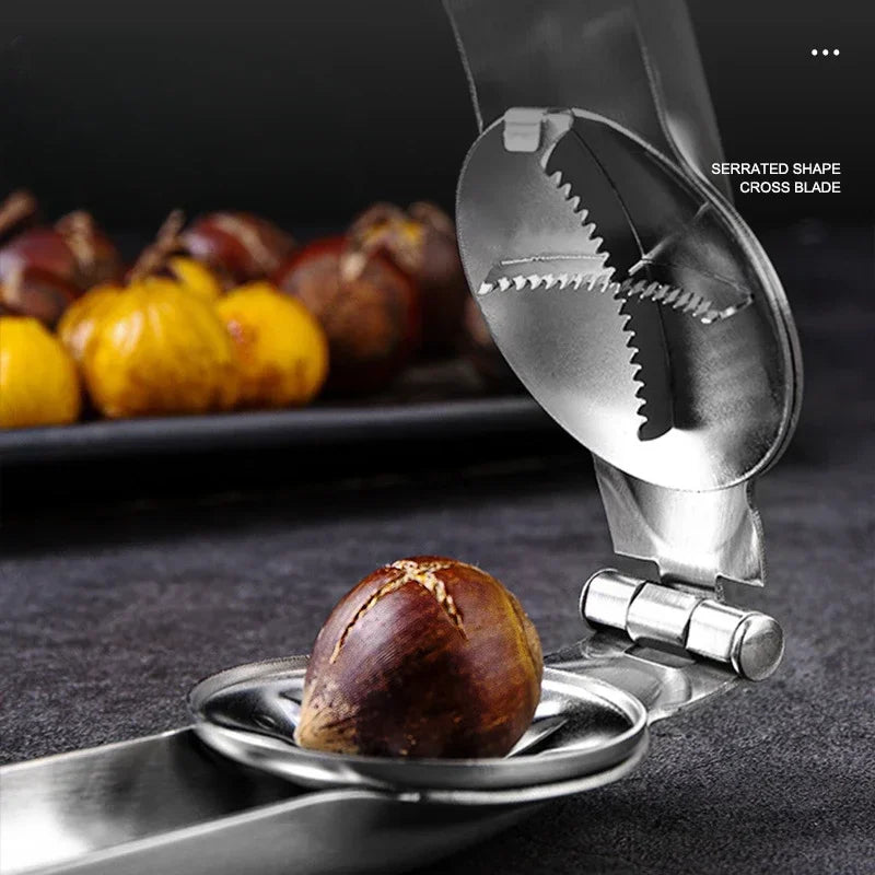 Stainless Steel Chestnut Opener & Nut Cracker – Cross Blade Nut Cracker Tool Zpaxo