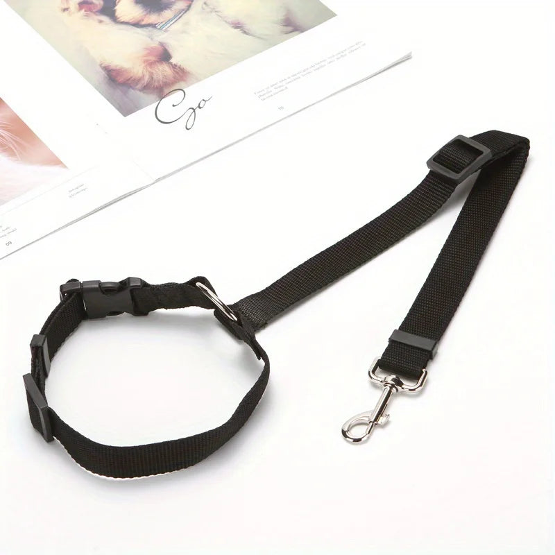 Pet Car Seat Belt Adjustable 2-in-1 Nylon Strap Rear Zpaxo black