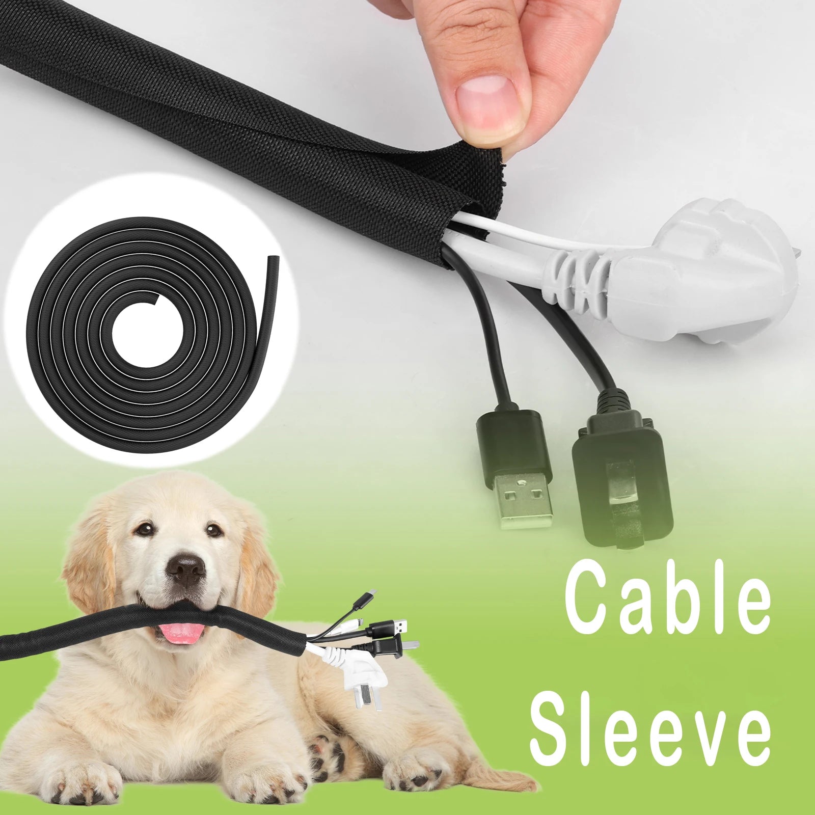 6M Braided Self Closure Cable Sleeve Insulated Cable Flexible Cord Protector Management Sleeve for Home Automotive Desk TV PC Zpaxo