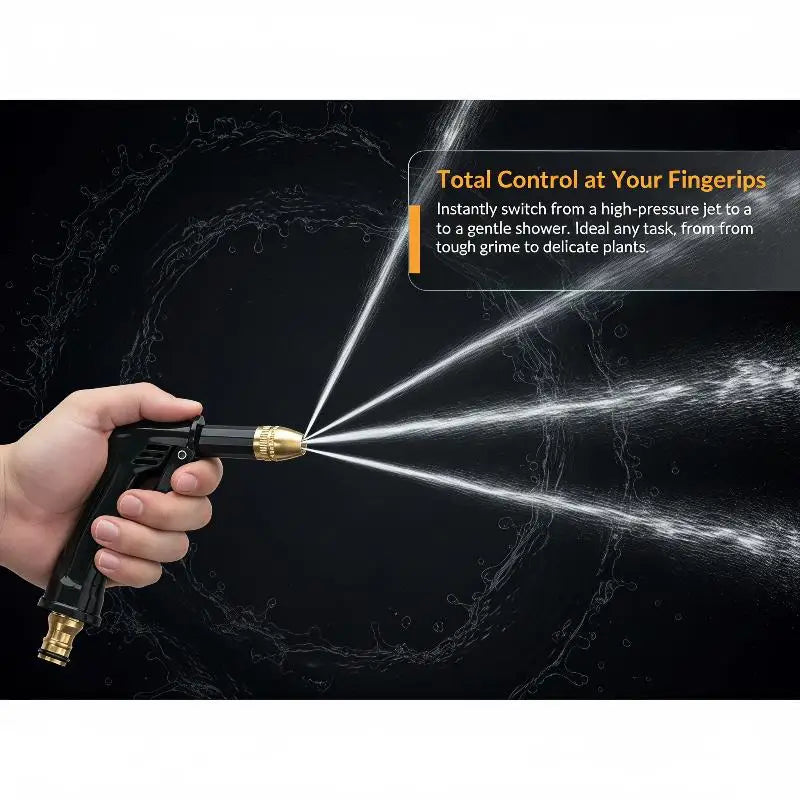 High-Pressure Hose Nozzle – 3 Spray Modes & Brass Fittings