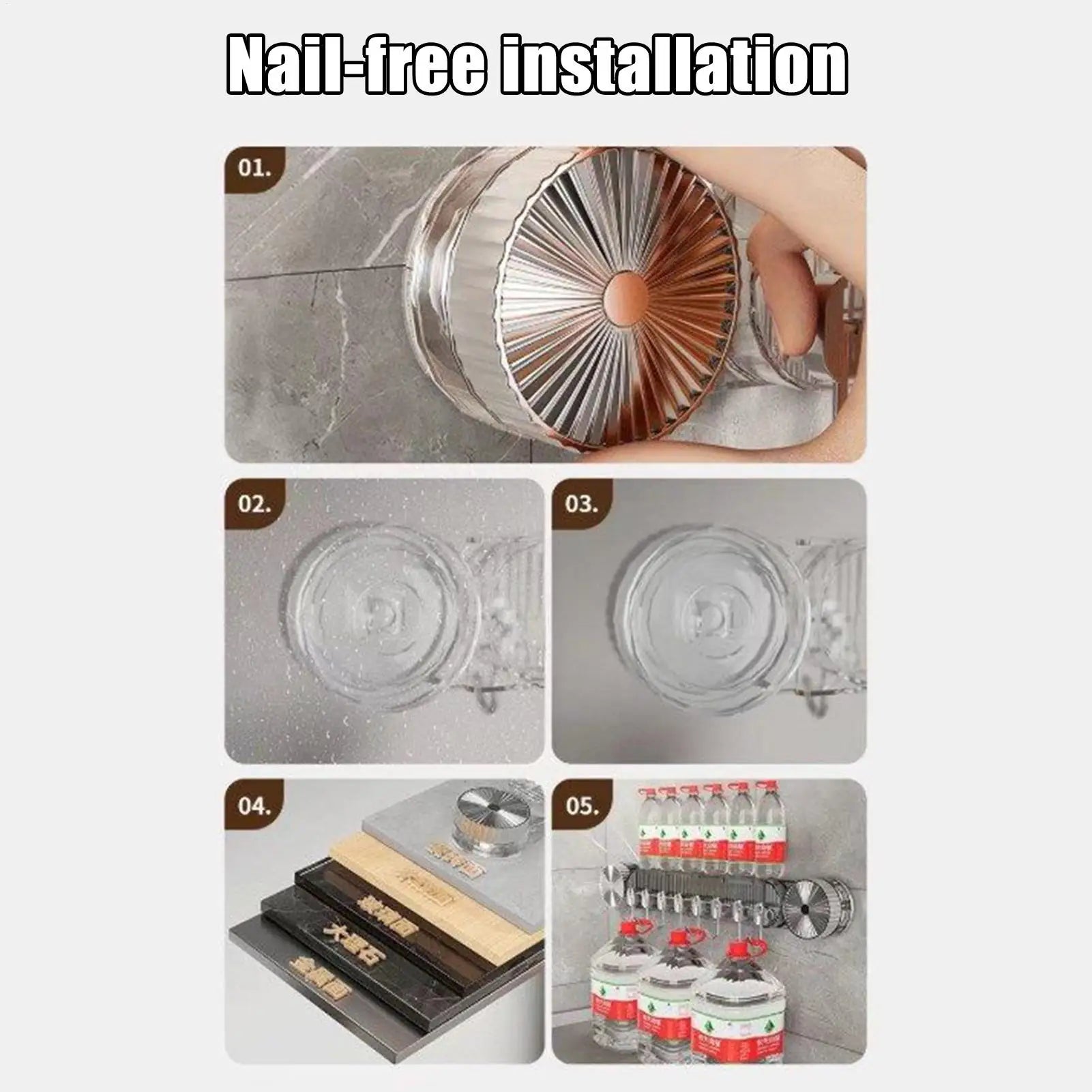 Cooking Utensil Organizer No-drill Acrylic Suction Cup Wall Mount