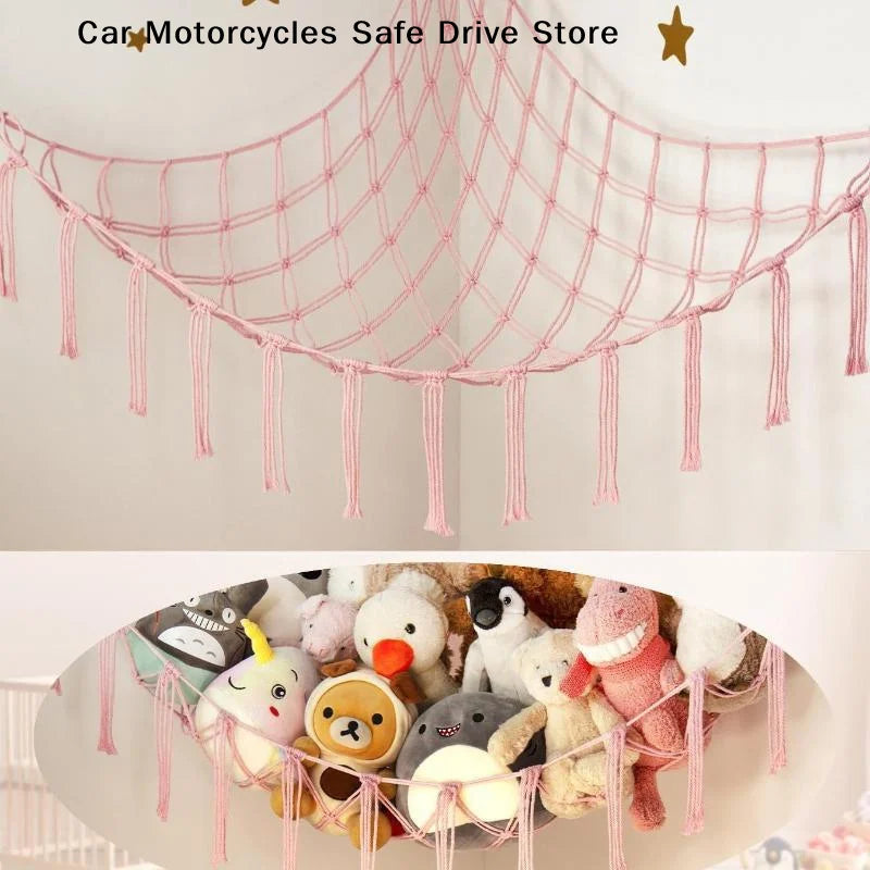 MBoho Toy Hammocks Wall Corner Hanging Storage Net Woven Tassel