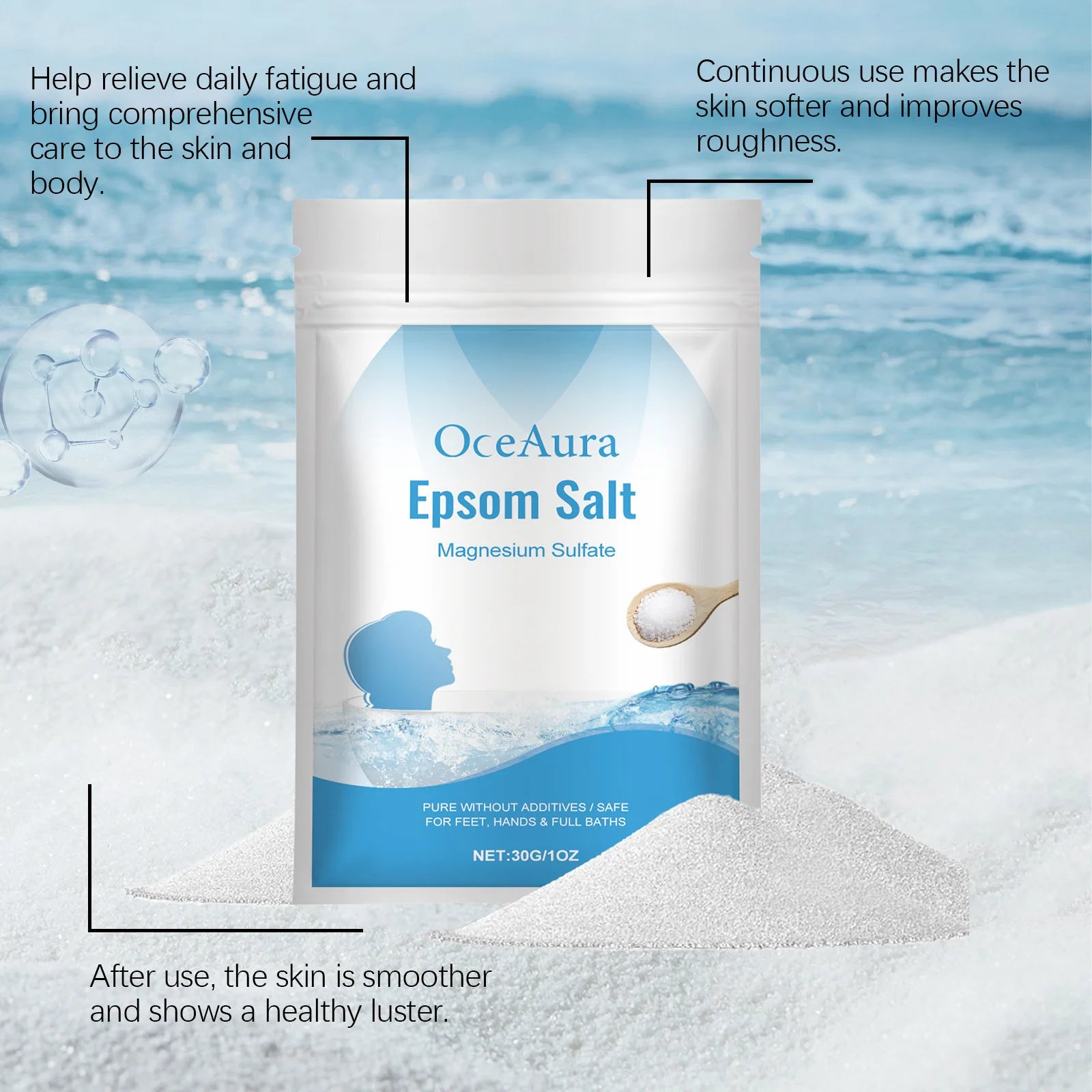 OceAura Epsom Salt Bath Soak – Muscle Relief & Skin Care Epsom Salt Bath Soak Zpaxo