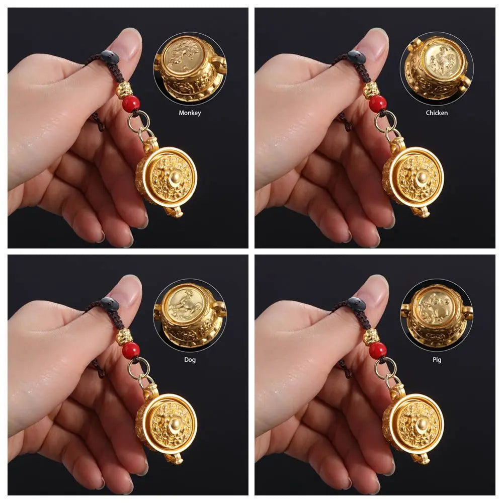 2 Pcs Zinc Alloy Zodiac Keychain Chinese Signs Pendant Keys Accessory Special Pattern Crafts Car Key Chain Lovely Gift Zpaxo