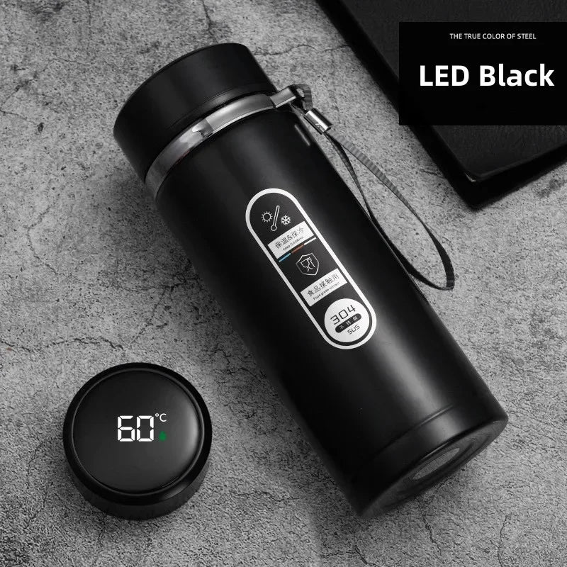 Vacuum Flask Portable Cups Stainless Steel Thermos Bottle LED