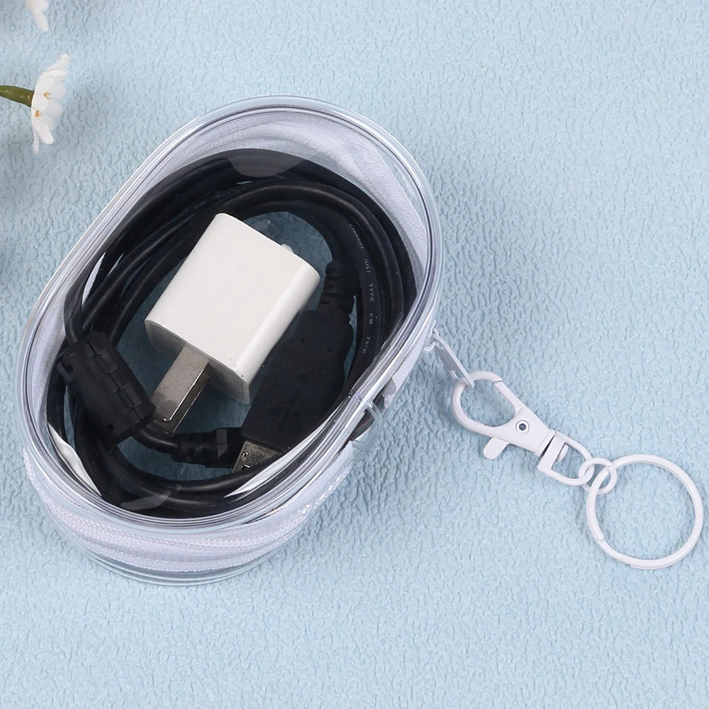 Transparent Mini Zipper Storage Bag Portable Clear Charging Cable Keychain Organizer Bag Waterproof Cosmetic Bag Coin Purse Zpaxo