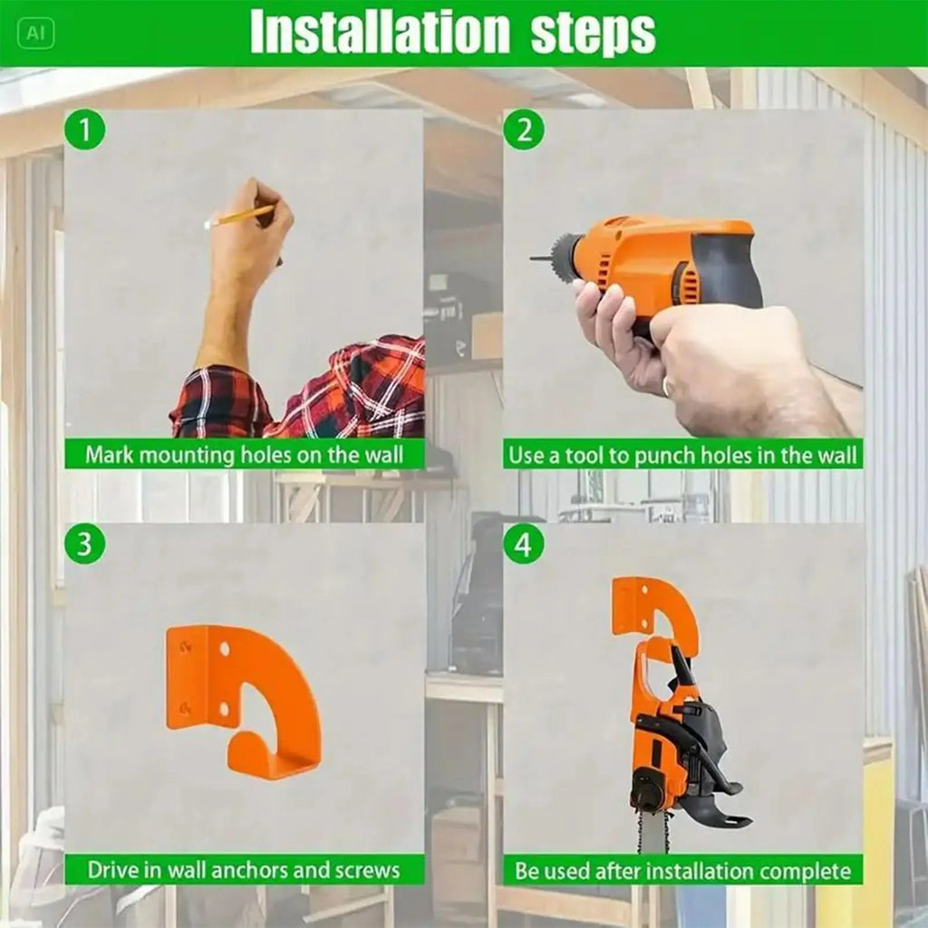 Wall Chainsaw Holder Heavy Duty Rack Mount Bracket Workshop Garage