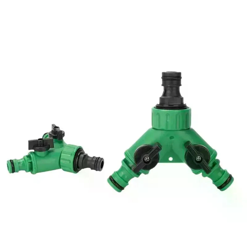 Garden Water Splitter Y Connector 2-Way Valve Switch Quick Plastic Zpaxo