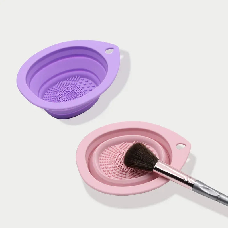 Silicone Makeup Brush Cleaner Folding Powder Puff Cleaning Bowl Eyeshadow Brushes Washing Soft Mat Beauty Tools Scrubber Box Zpaxo