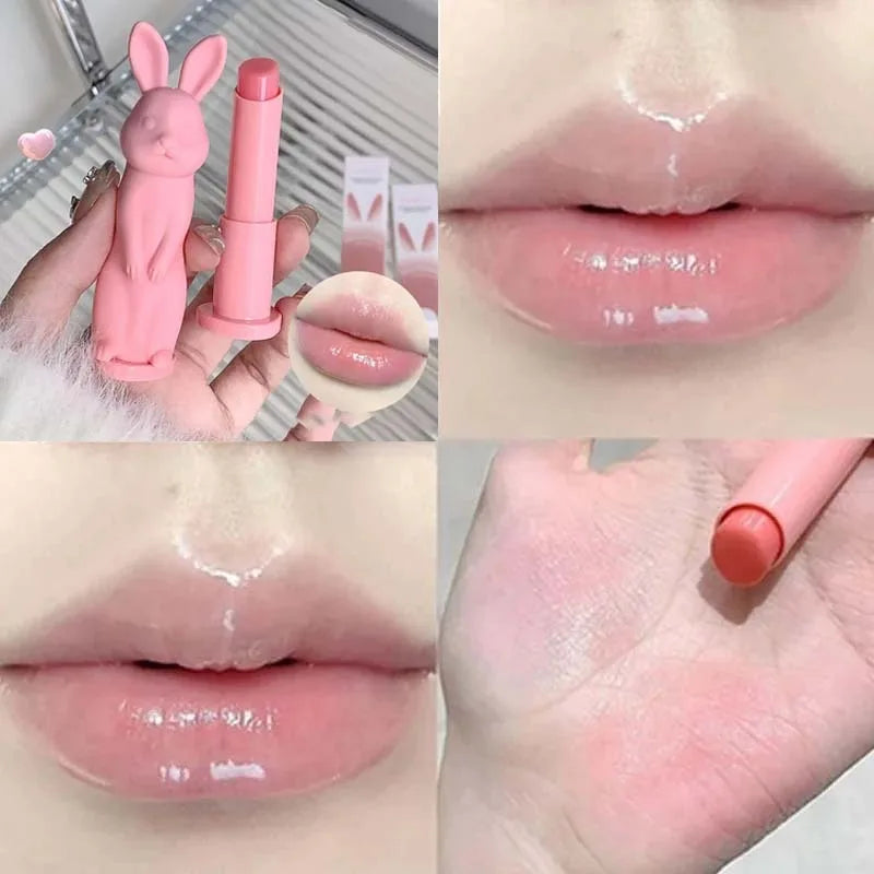Rabbit Moisturizing Lip Balm Purple Rose Tint Crystal Jelly Colored Anti-chapped Smooth Lip Lines Base Clear Lipstick Lips Care Zpaxo