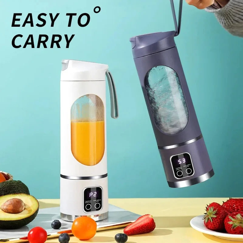2025 Mini Electric Juicer with Powerful Motor 450ML Large Capacity Digital Display Crushed Ice Household Charging Juice Cup Zpaxo