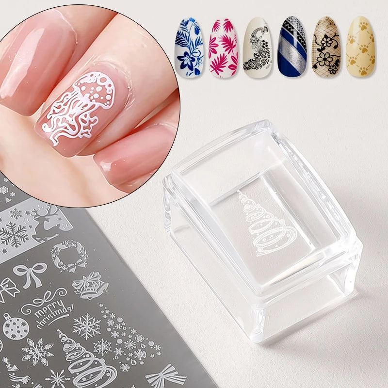 Nail Stamper Plates French Manicure Square Transparent Silicone