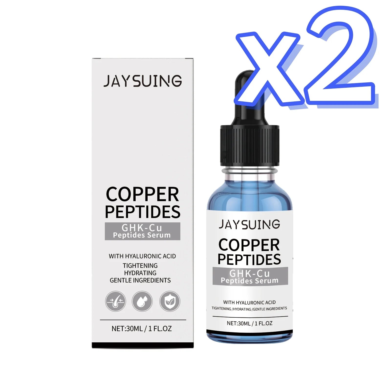 Copper Peptide & Hyaluronic Acid Face Serum – Anti-Aging Face Serum Zpaxo 30ml Boxed x 2
