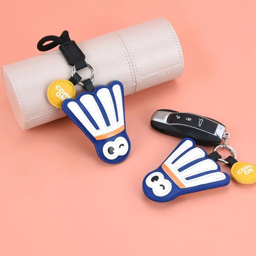 Anti-lost Table Tennis Leather Pendant Hand-sewn Badminton Cartoon Keychain Simple Wrist Strap Racket Pendants Zpaxo