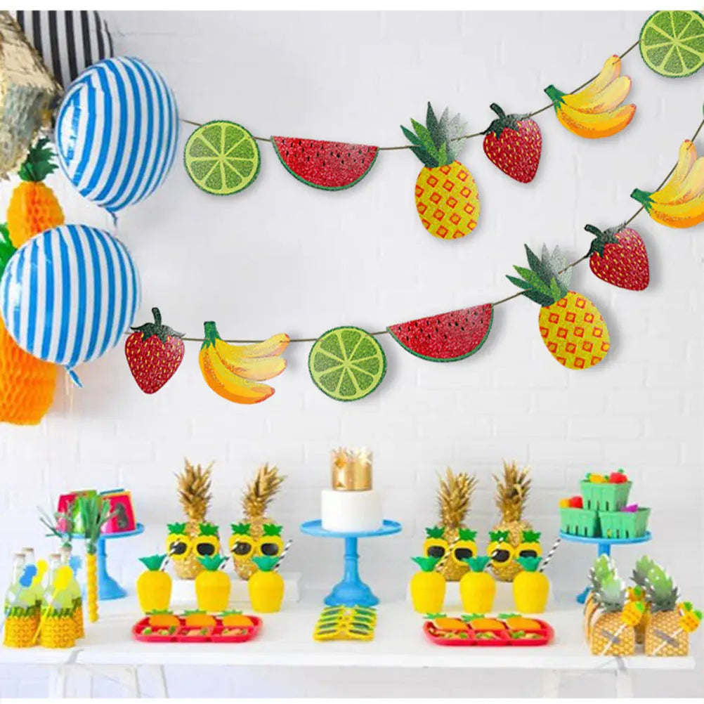 Handmade Fruit Shape Party Banner Kit Summer Theme Decoration for Birthday Wedding Baby Shower Photo Prop Festive Home Zpaxo