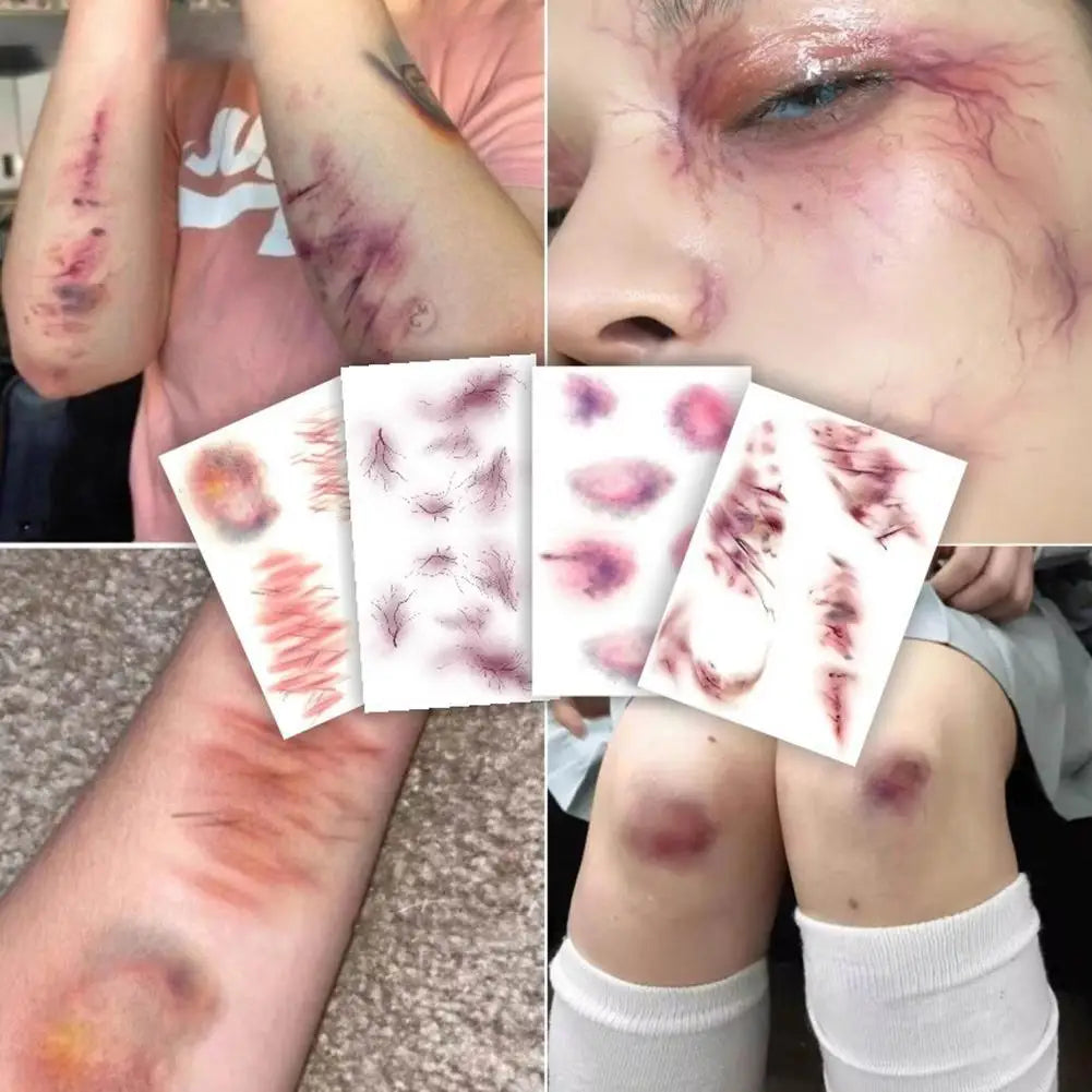 Halloween Wound Scar Temporary Tattoo Stickers – Fake Blood Temporary Tattoo Stickers Zpaxo