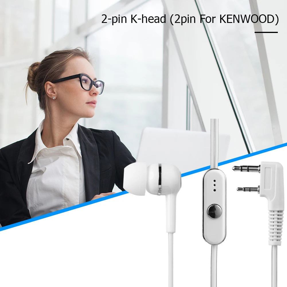 Walkie Talkie Dual Headset Earphone 2 Pin K Two Way Ham Radio Speaker