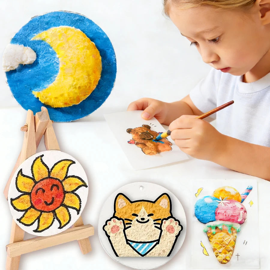 10/100Pcs 3D Drawing Magic Canvas Sponge Kids DIY Kids Painting Paper 3D Art Drawing Paper for Kids DIY Painting Zpaxo