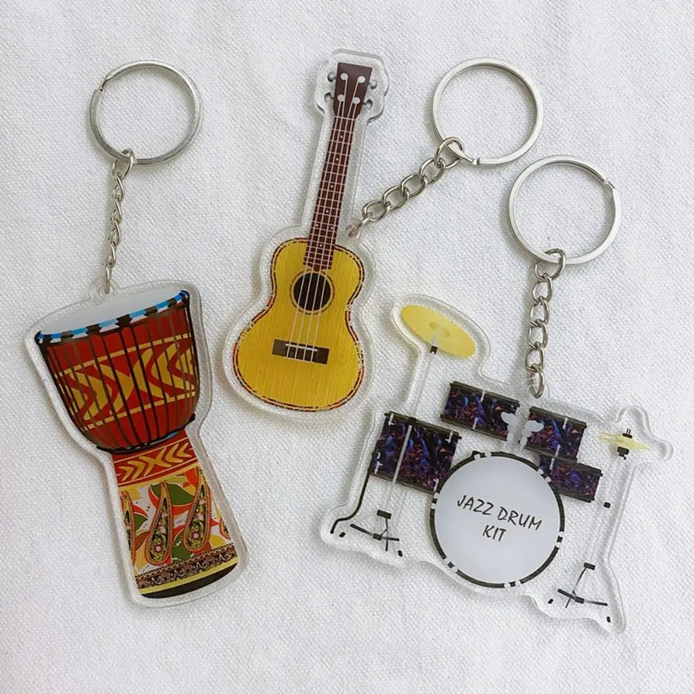 Ukulele Guitar Acrylic Keychain VIOLIN Clarinet Guitar Model Pendant Cello Saxophone Electric Guitar Model Keyring Zpaxo