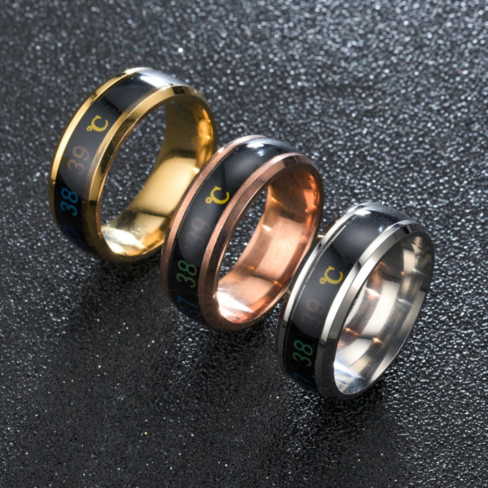 Temperature Ring Titanium Steel Mood Emotion Feeling Intelligent Temperature Sensitive Rings for Women Men Waterproof Jewelry Zpaxo