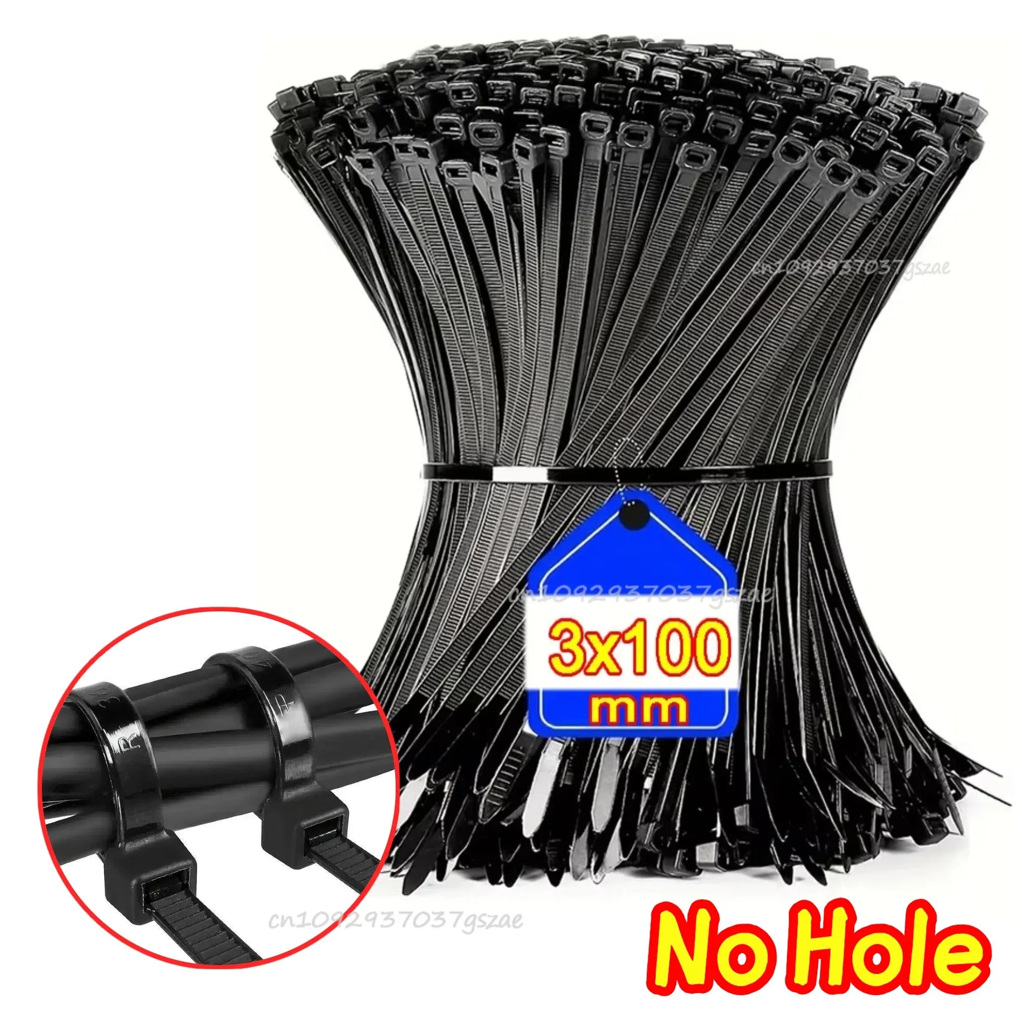 Electrician’s Cable Ties Nylon Cable Tie Self-locking Nylon Cable Tie Heavy Duty Cables Fastening Ring Loop Hardware Organizer Zpaxo B(no hole) 100P