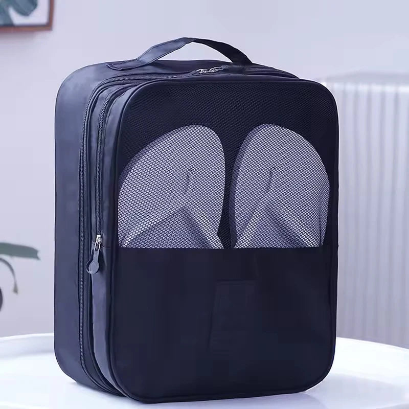 Portable Travel Shoe & Clothes Organizer Bag | Foldable Oxford Travel Organizer Bag Zpaxo Dark Blue