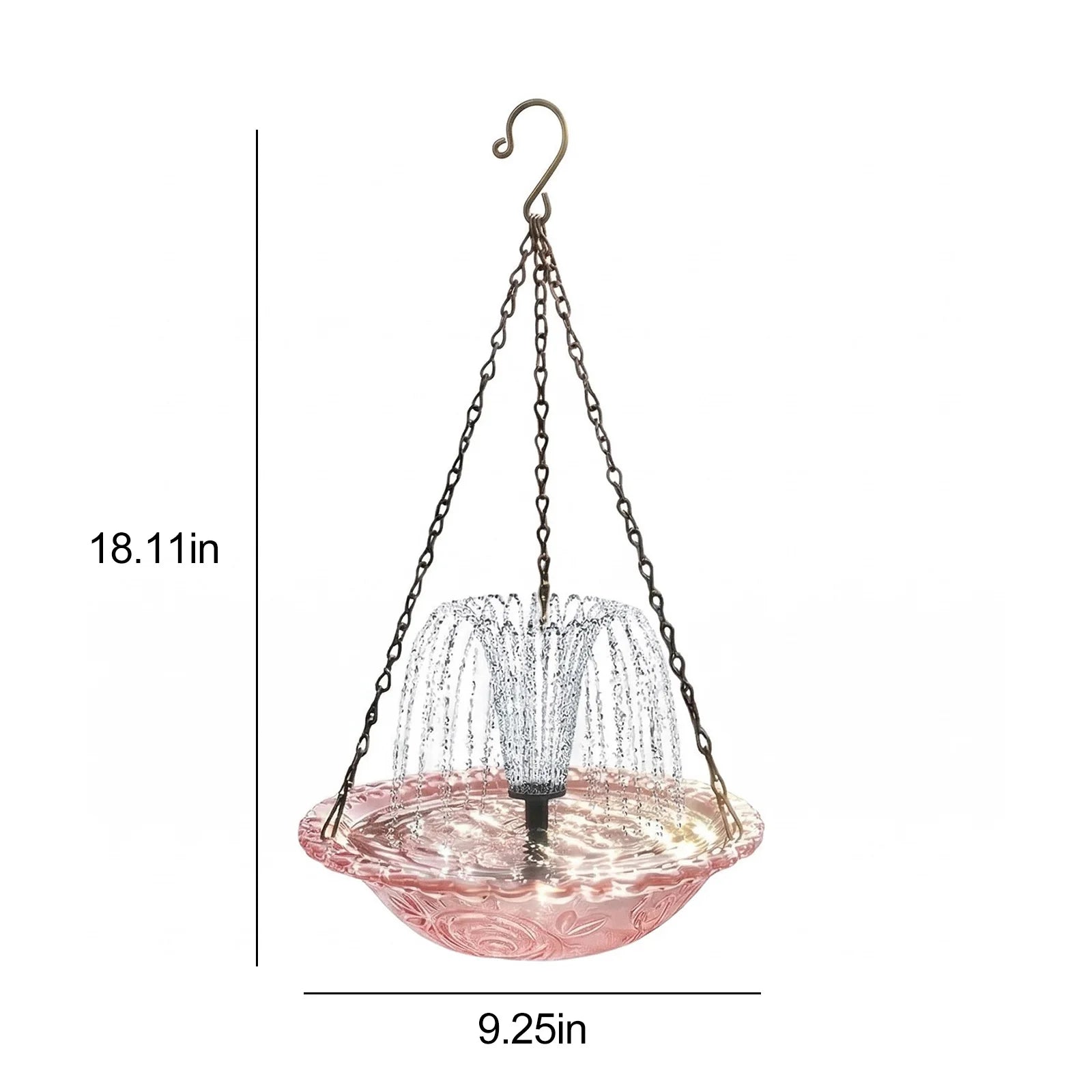Solar Cascade Fountain Birdbath Powered Bird Bath Hanging Glass Bowl