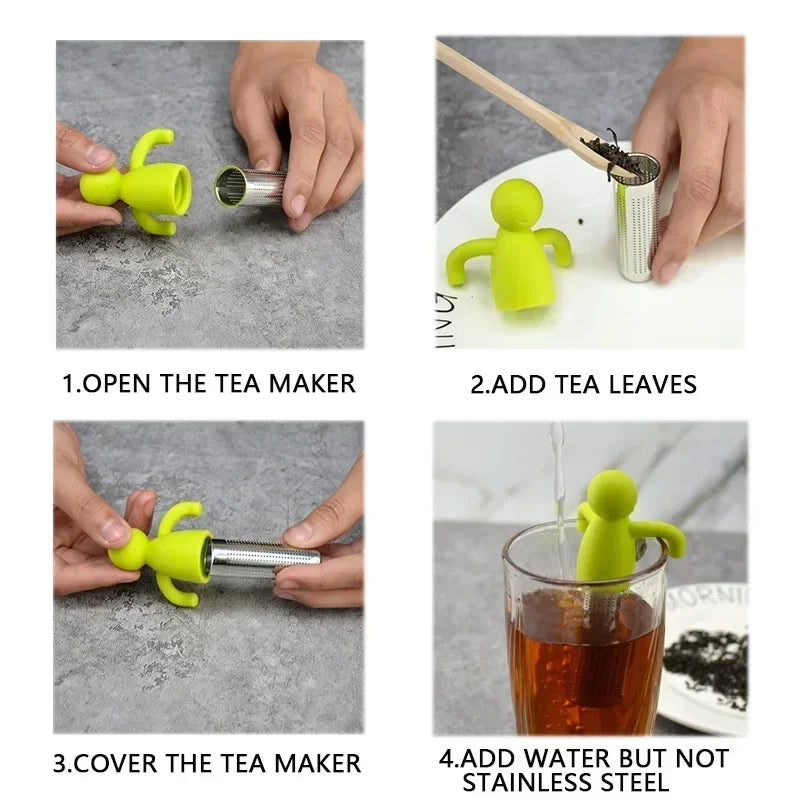 Stainless Steel Tea Infuser Kitchen Accessory Household Use Reusable Metal Makeup Brushes Massage Kitchen Dining Bar Garden Zpaxo
