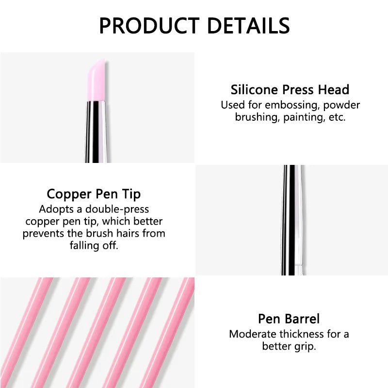Silicone Nail Brush UV Gel Polish Tip 3D Image DIY Dotting Brushes