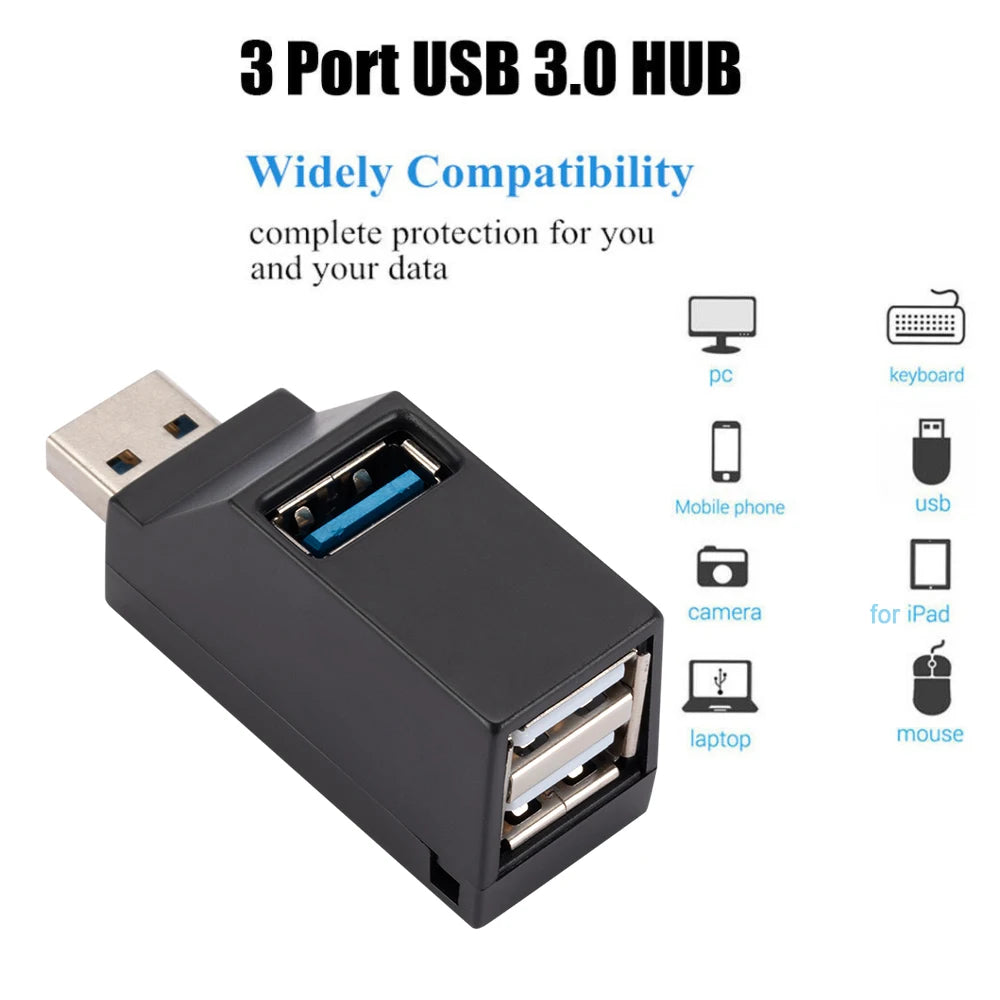 Wireless Expander USB 3.0 2.0 3 Ports HUB USB 3.0 Laptop PC External Data Transfer Splitter Box Adapter for Computer Tablet Zpaxo