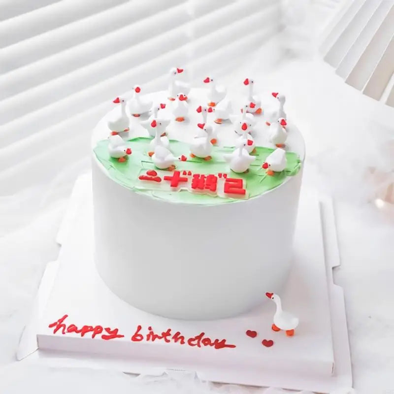 Soft Rubber Duck Cake Ornament Tiny Geese Shaped Decoration Kids
