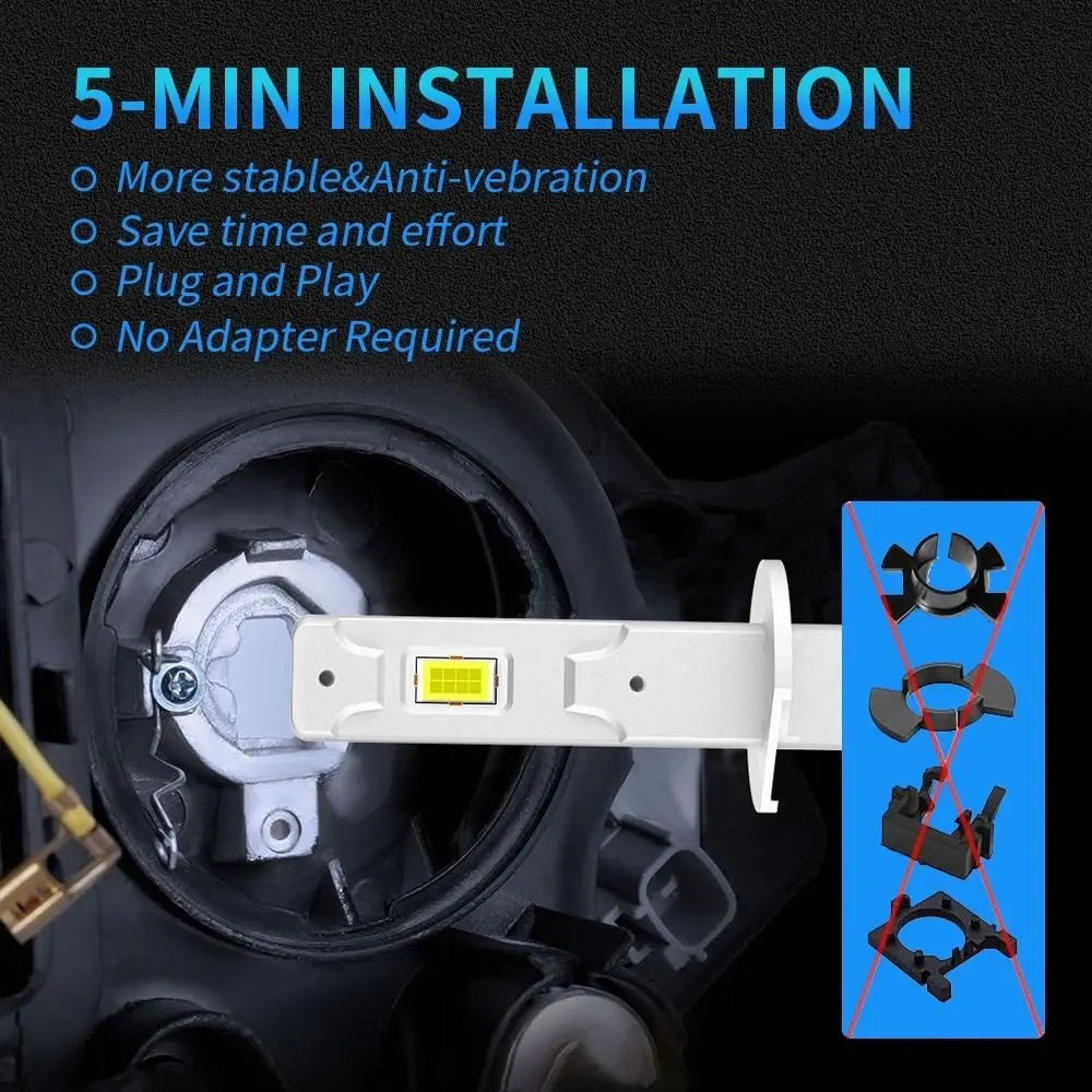 Aluminum Silver LED Headlight Super Bright Mini Size Fog Lamps White Diode Wireless CANBUS Automobile Headlamp Car Headlight Zpaxo