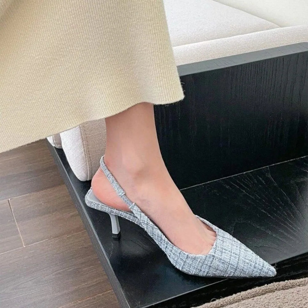 Designer Slingbacks Heels Pumps Women Pointed Blue Toe Party Shoes Zpaxo SKY BLUE 35
